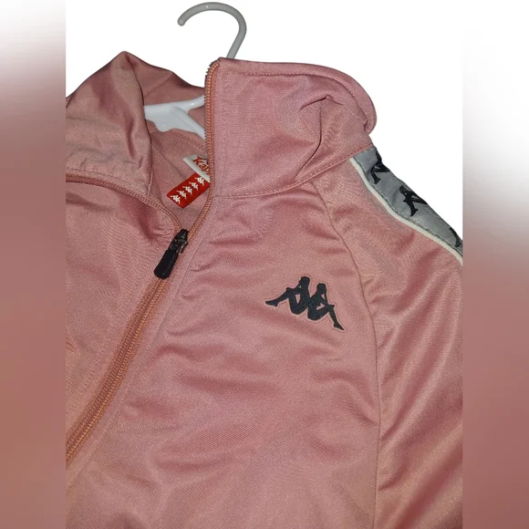 Kappa Pink Track Jacket W/ White Striped Logo On Sleeves Size Small - Picture 13 of 15